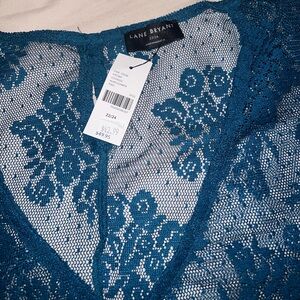 Lane Bryant Blue Floral Lace Blouse